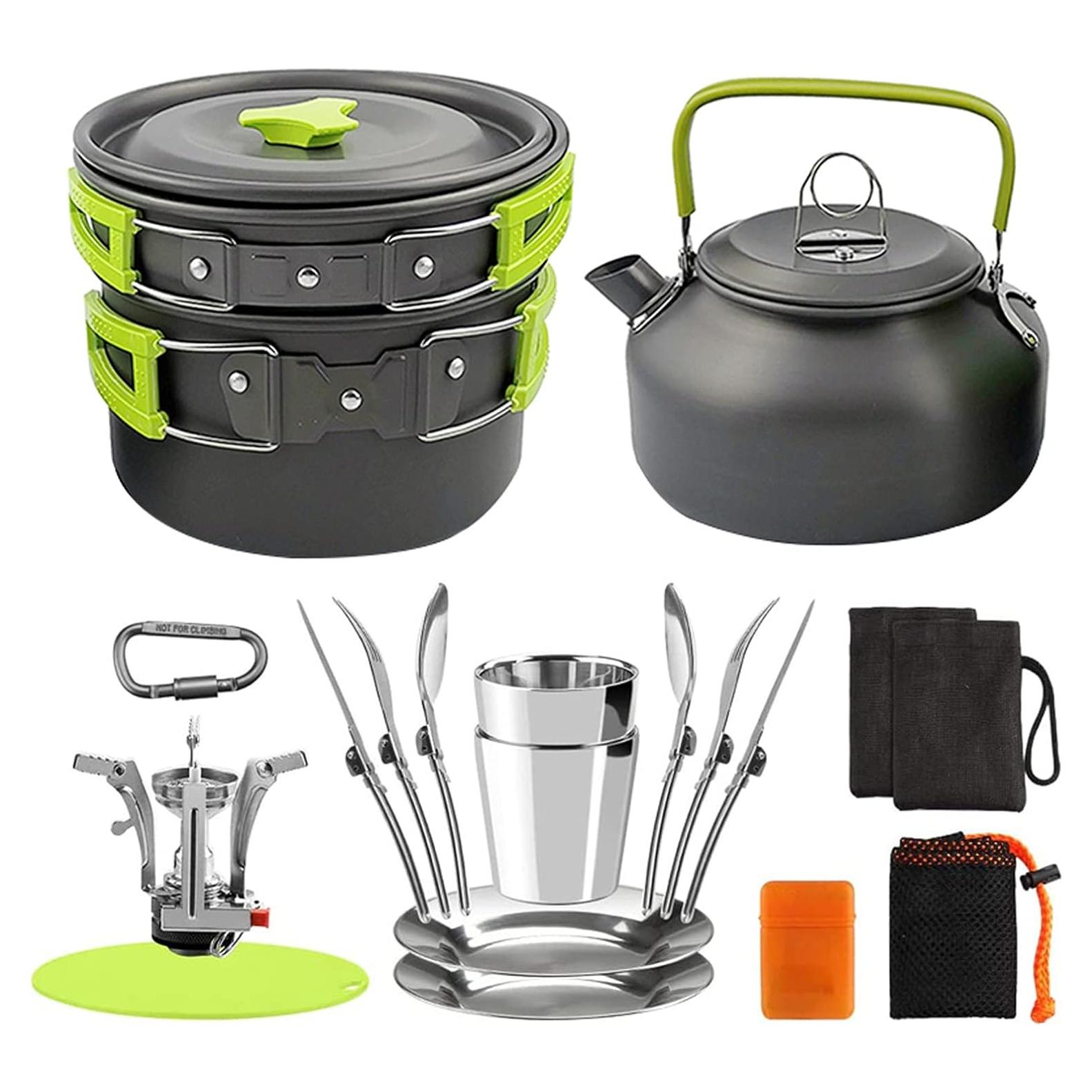 Juego de Ollas y Sartenes Lixada 16 Piezas para Camping