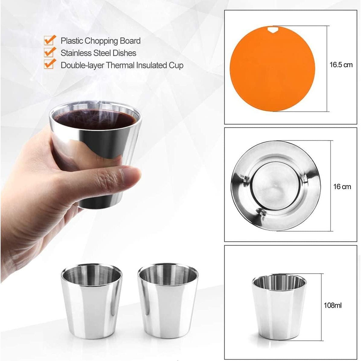 Juego de Ollas y Sartenes Lixada 16 Piezas para Camping