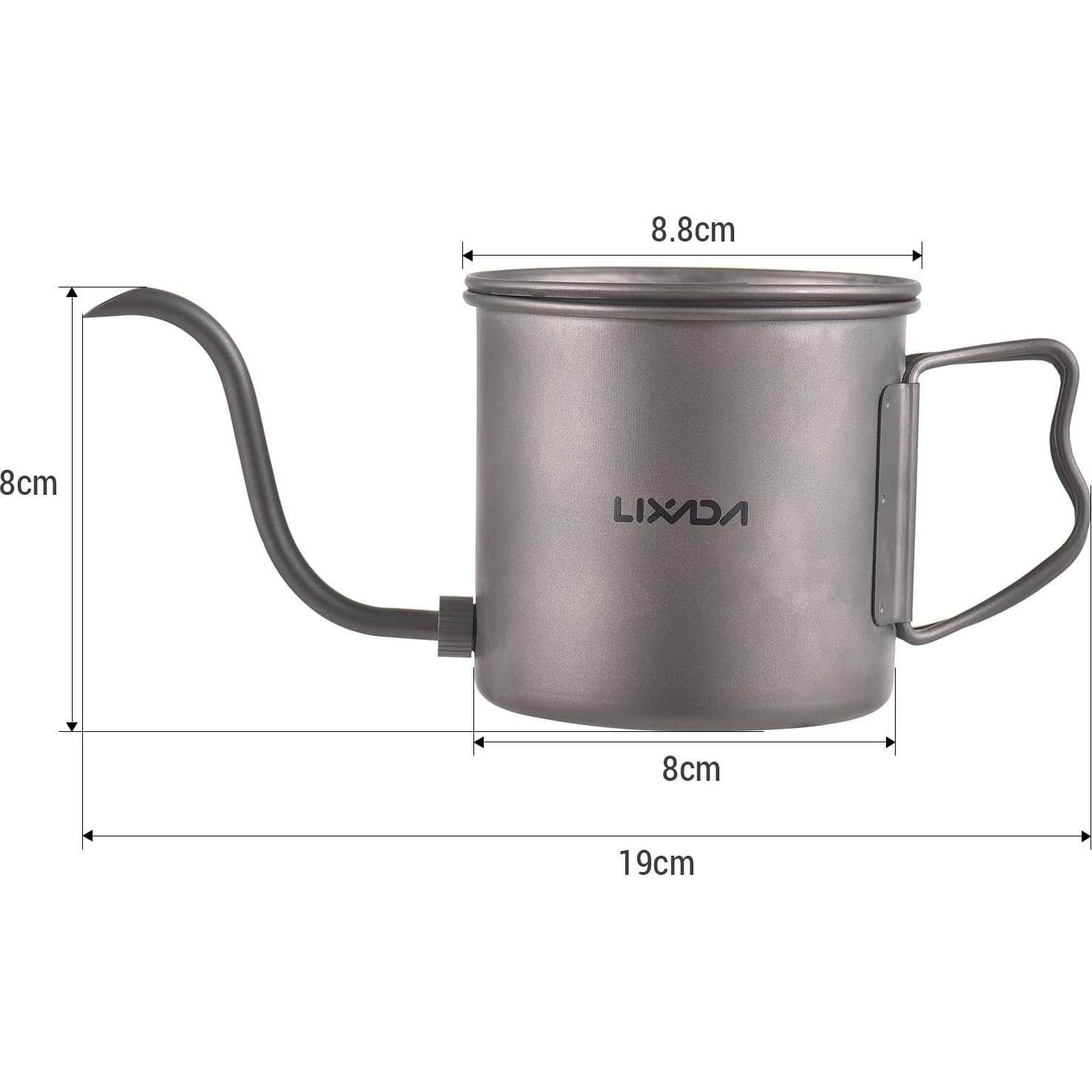 Tetera de Camping Lixada de Titanio 400 ml Pitorro Desmontable