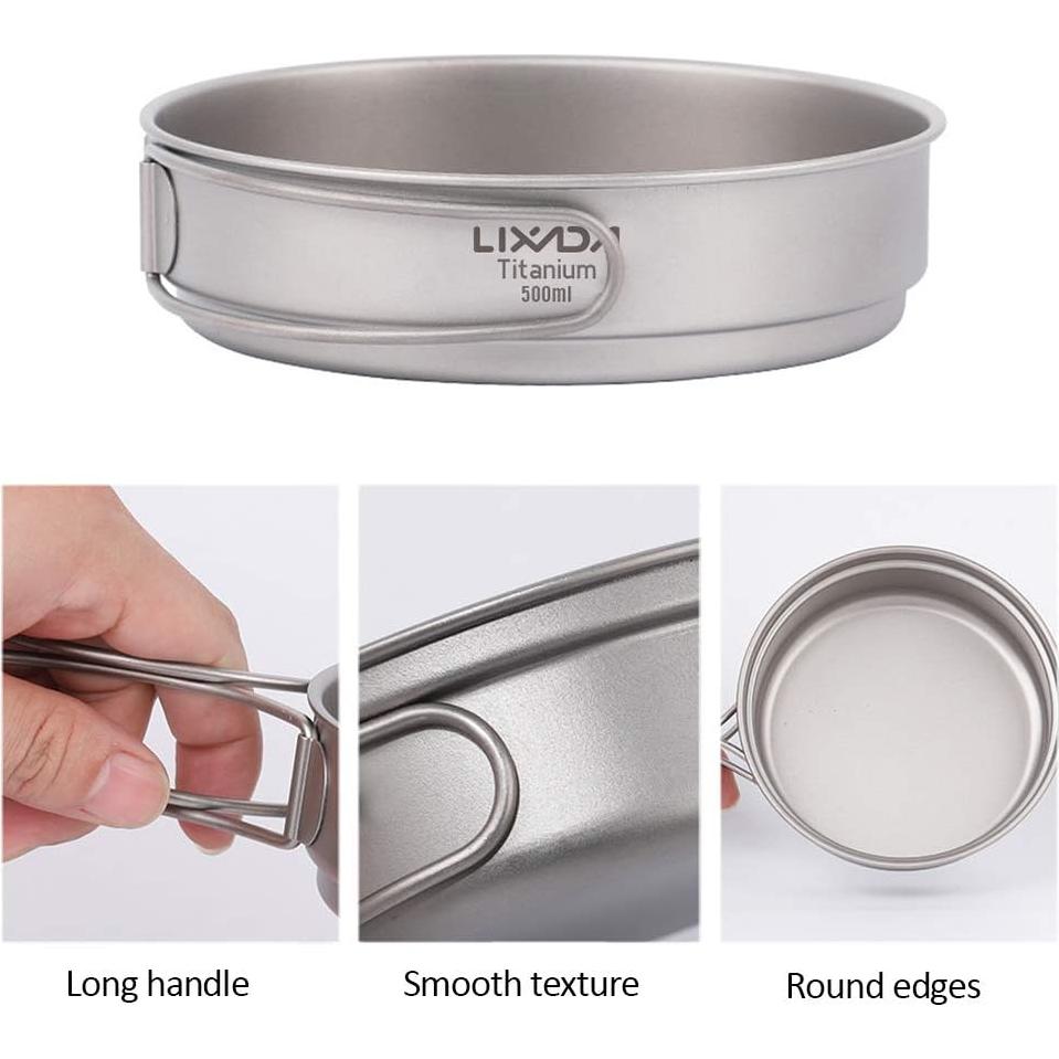 Sartén de Titanio Lixada Ta8335 500ml Camping Plegable
