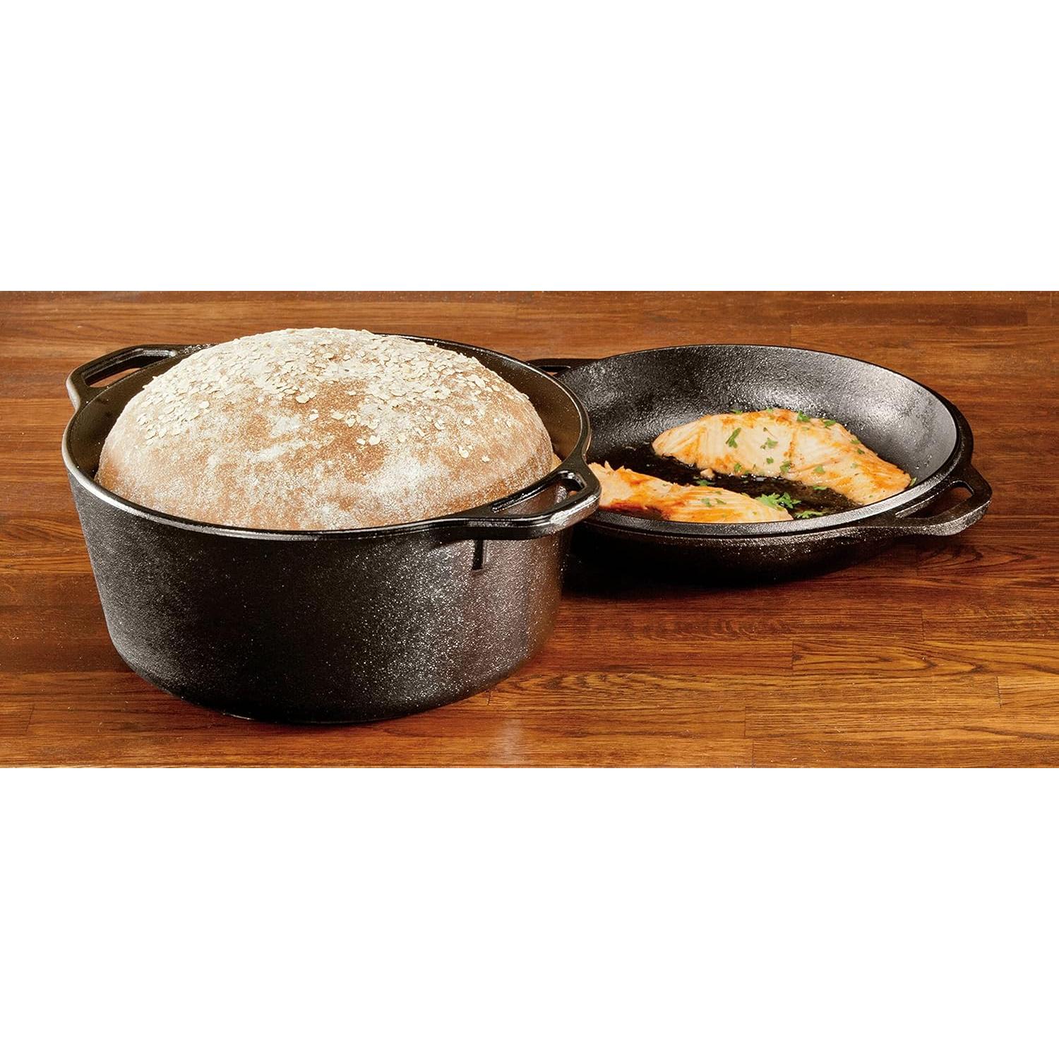 Horno Holandés Doble Lodge 5 Cuartos Hierro Fundido - Sartén 26 cm