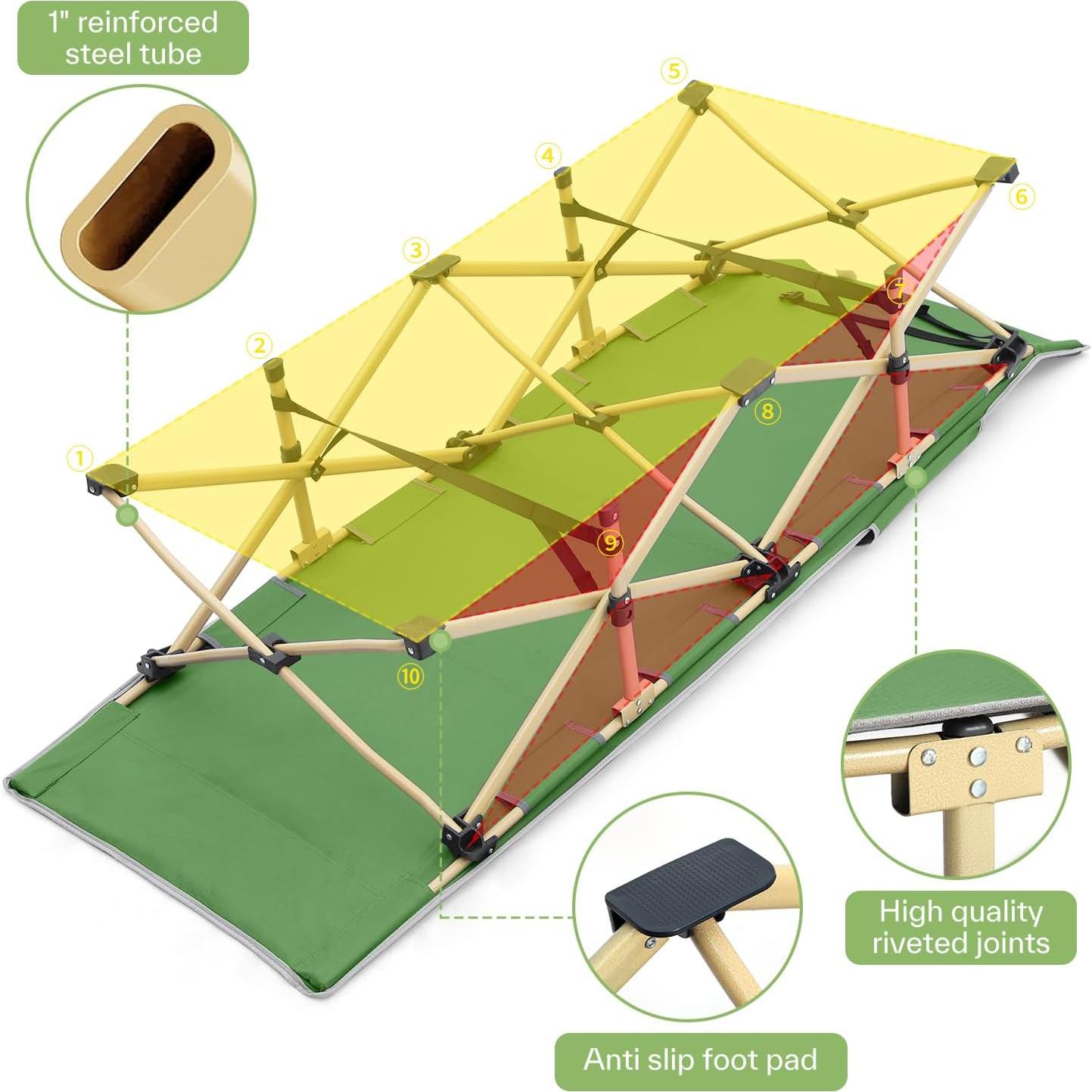 Cama de Camping Sportneer Plegable 1200D Verde para Adultos