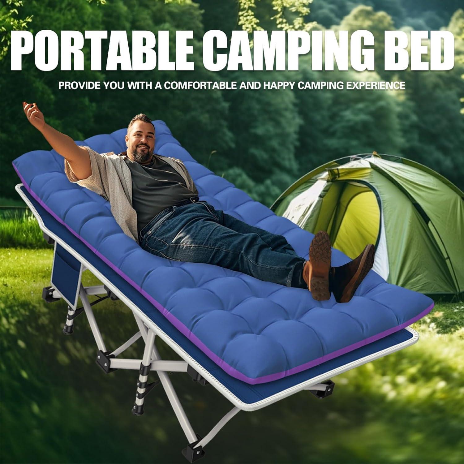 Cama de Camping Plegable GETOVIN con Almohadilla Gruesa 204kg