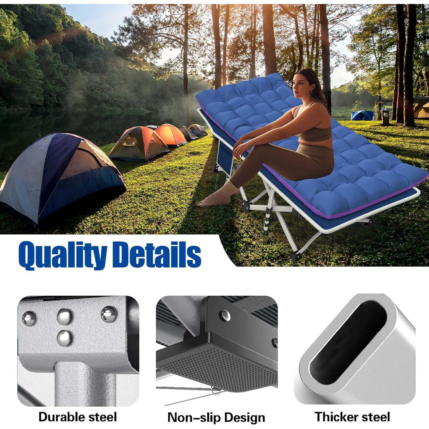 Cama de Camping Plegable GETOVIN con Almohadilla Gruesa 204kg