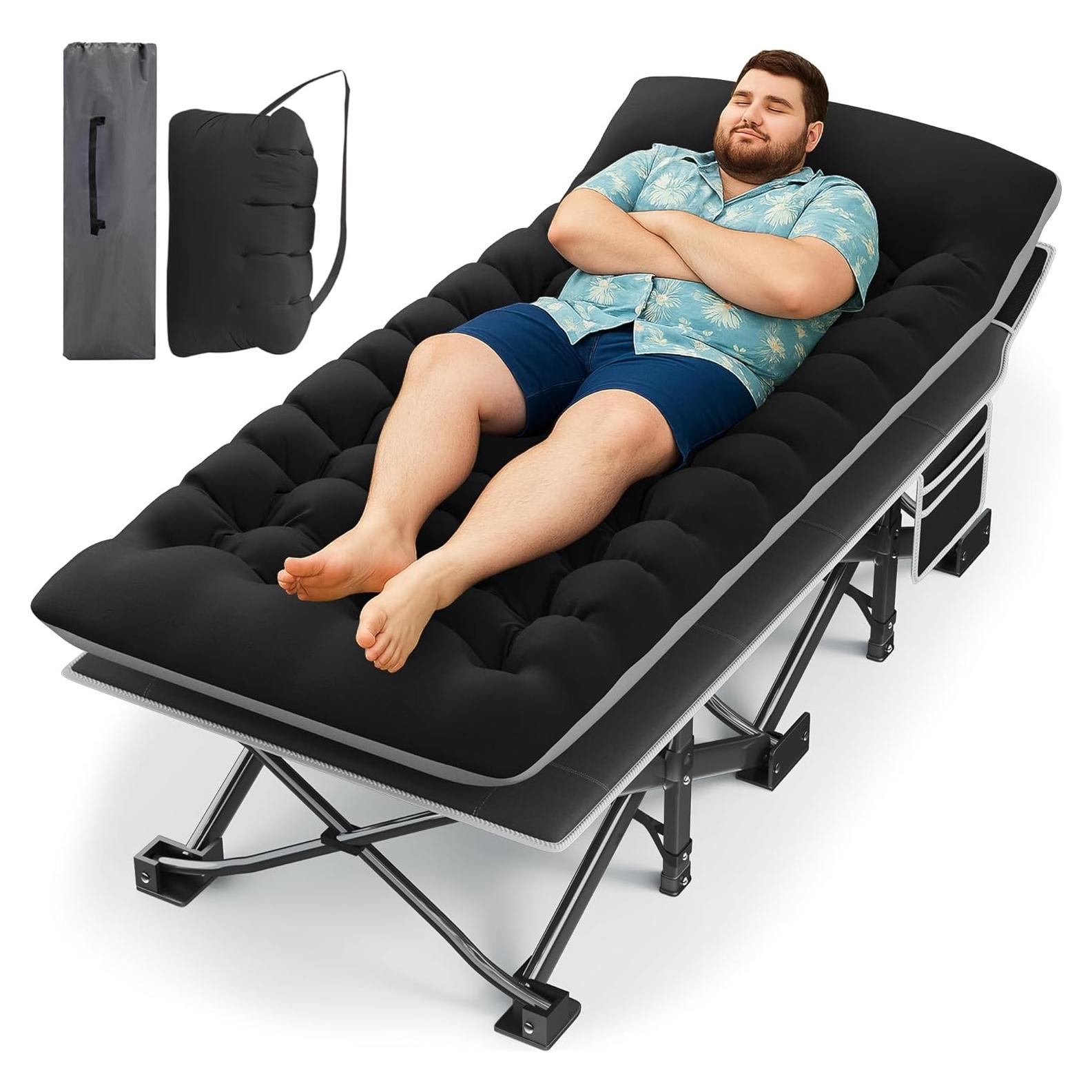 Cama de Camping HABUTWAY Plegable con Colchón 81.3 cm Negro