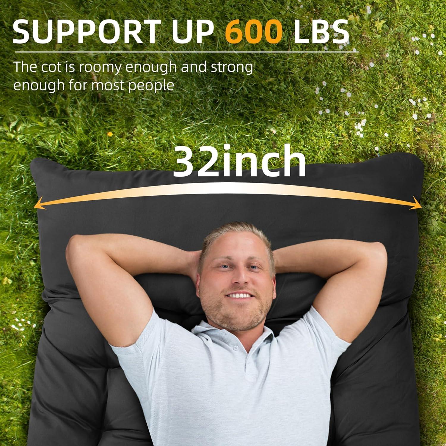 Cama de Camping HABUTWAY Plegable con Colchón 81.3 cm Negro