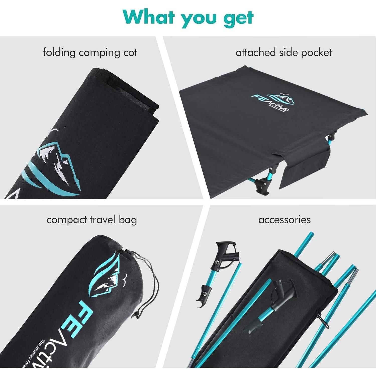 Cama de Camping Plegable FE Active Jasper - 190.5x69.9cm, 113kg