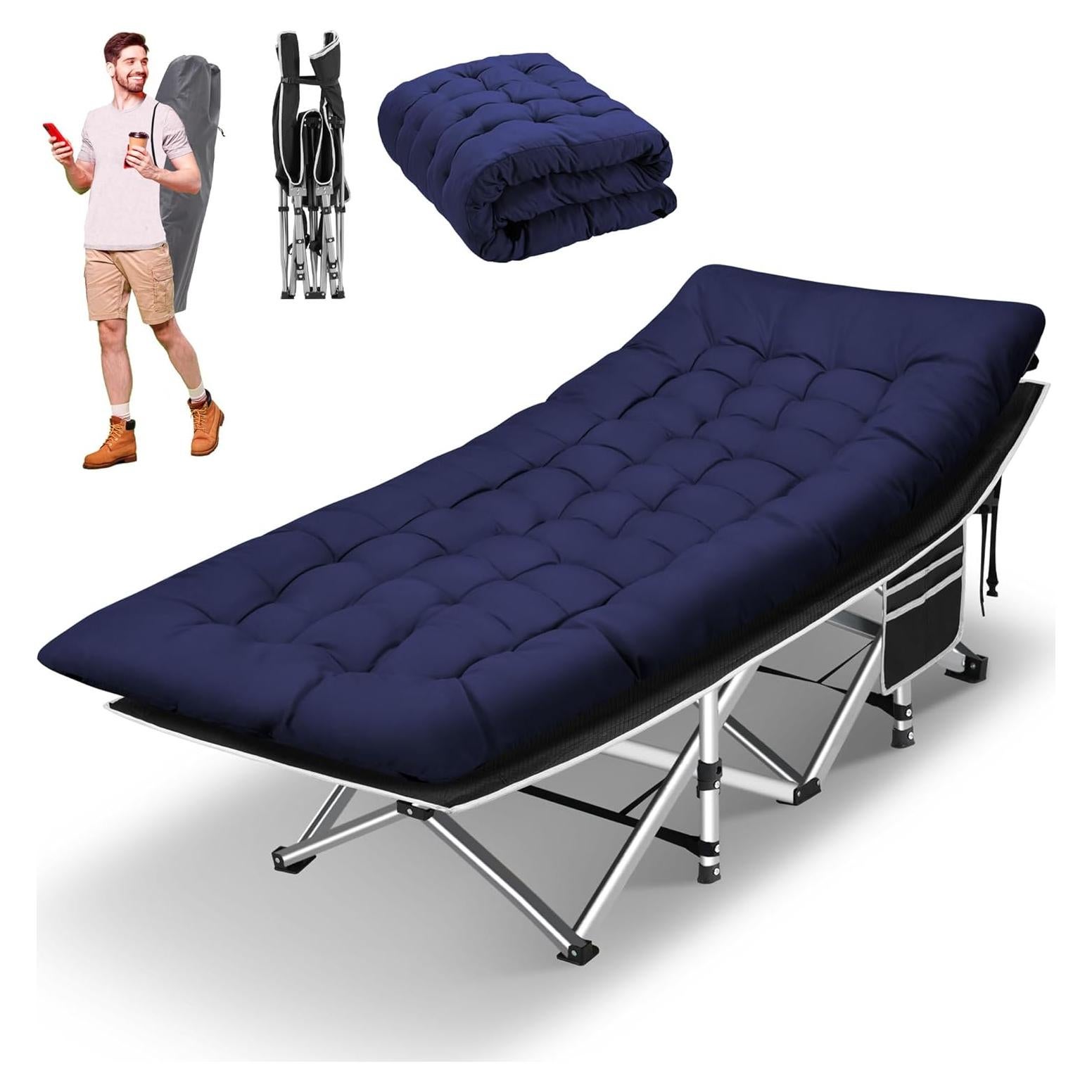 Cama de Camping HABUTWAY Plegable con Colchón 191x71cm 272kg