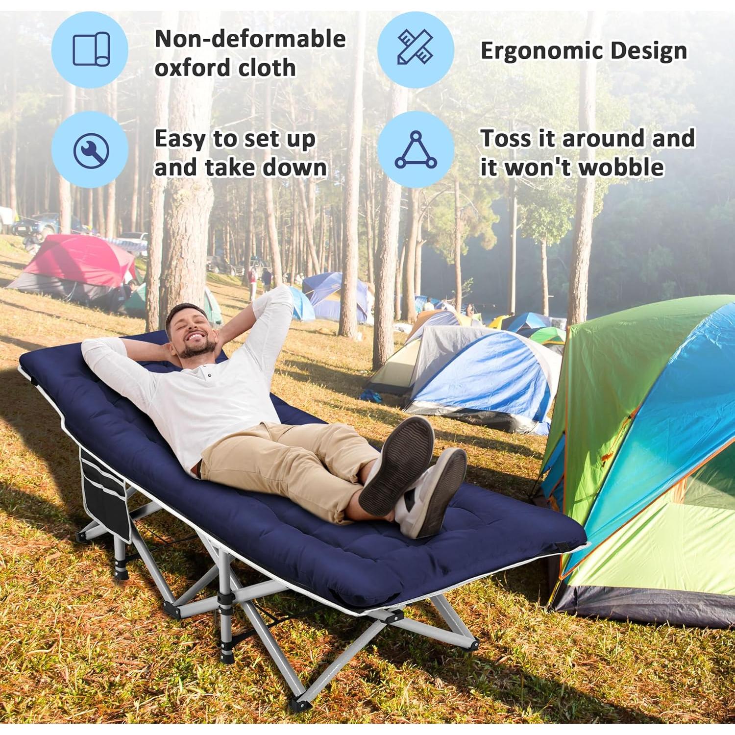 Cama de Camping HABUTWAY Plegable con Colchón 191x71cm 272kg