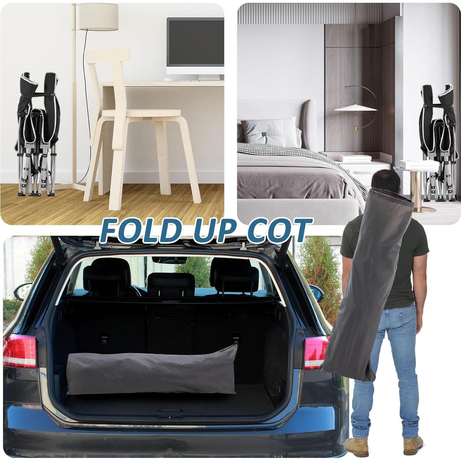 Cama de Camping HABUTWAY Plegable con Colchón 191x71cm 272kg