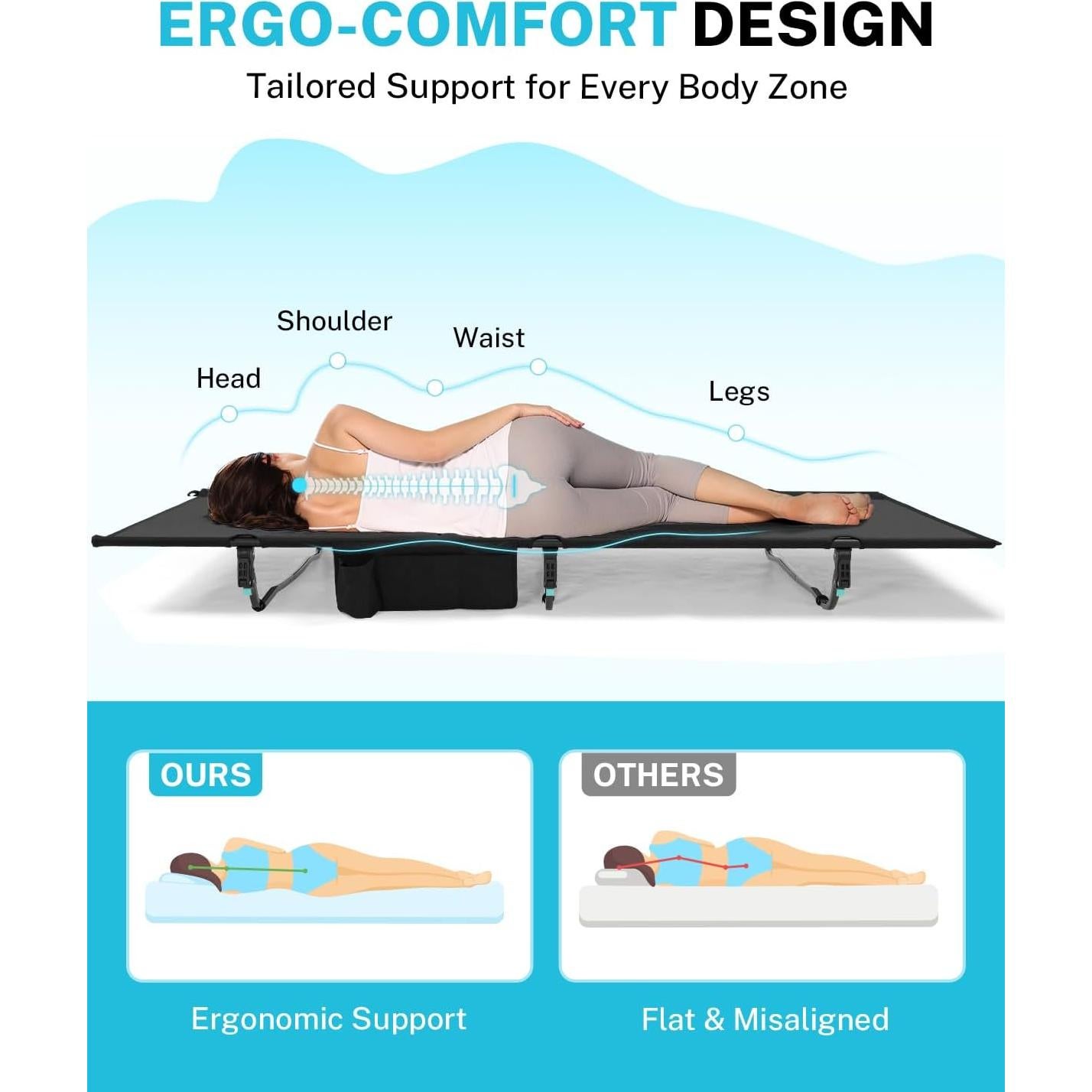 Cama de Camping Gonex 80 x 31.5 cm Plegable Ultraligera 158.76kg