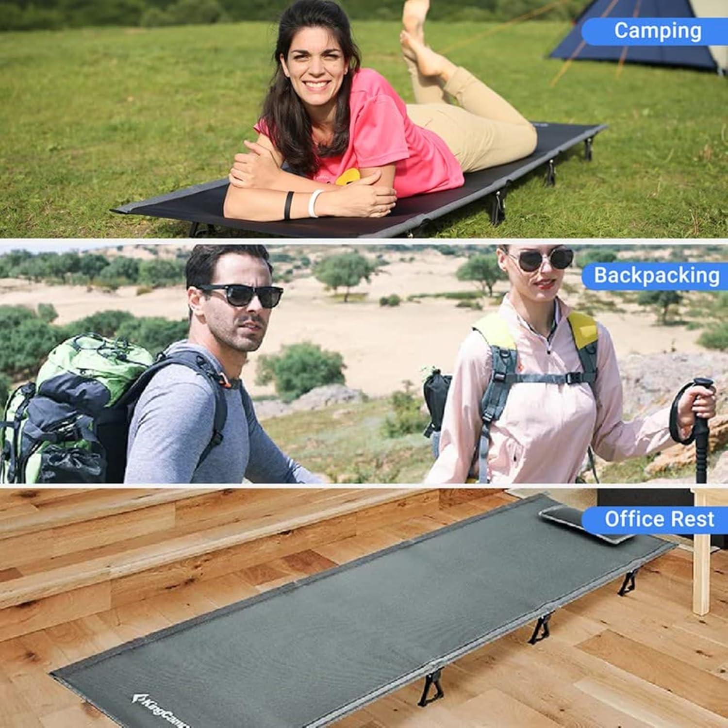 Cama de Camping Plegable KingCamp Azul 190.5x63.5cm Ultraligera