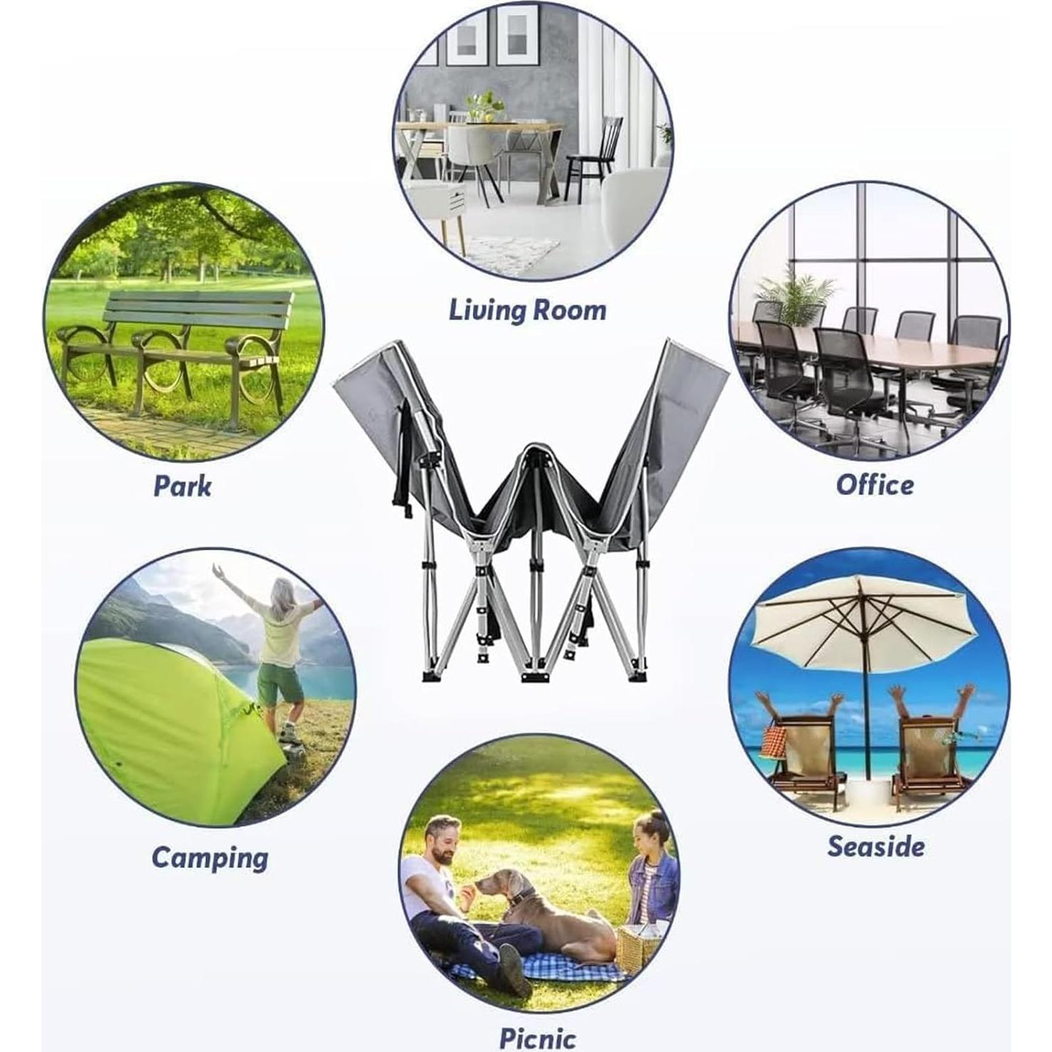 Folding Camping Cot for Adults - Heavy Duty Sleeping Cots with Carry Bag, Double Layer Oxford Portable Travel Camp Cots for Outdoor Camp Beach Home Office (Silver Frame with Gray Pad, 1PACK)