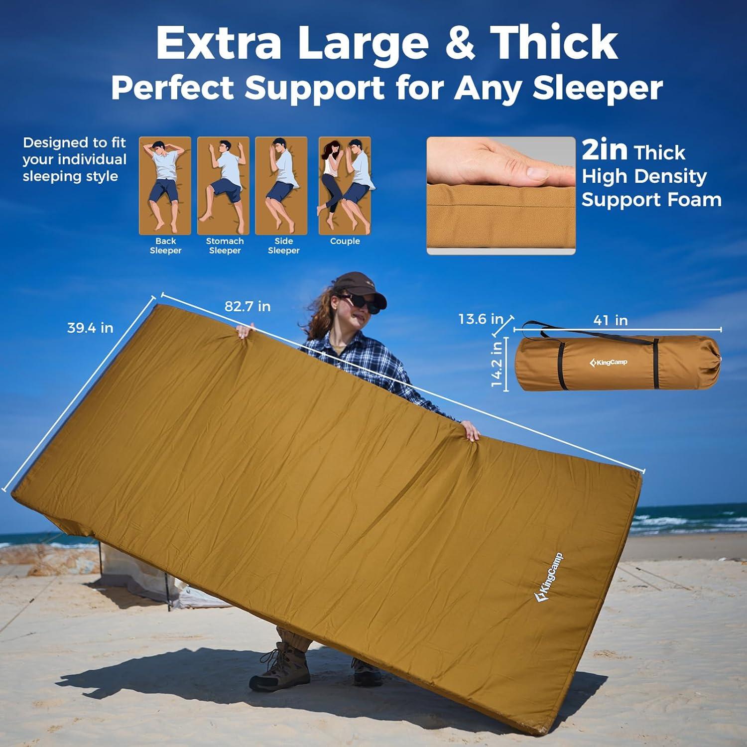 Colchón de Camping KingCamp Comfort XXL 210x100 cm Espuma Memoria