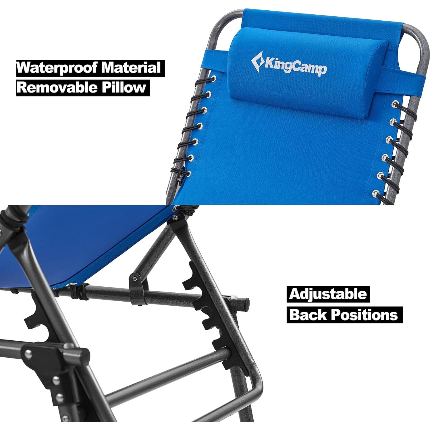 Silla de Camping Reclinable KingCamp Azul 190x59 cm Plegable