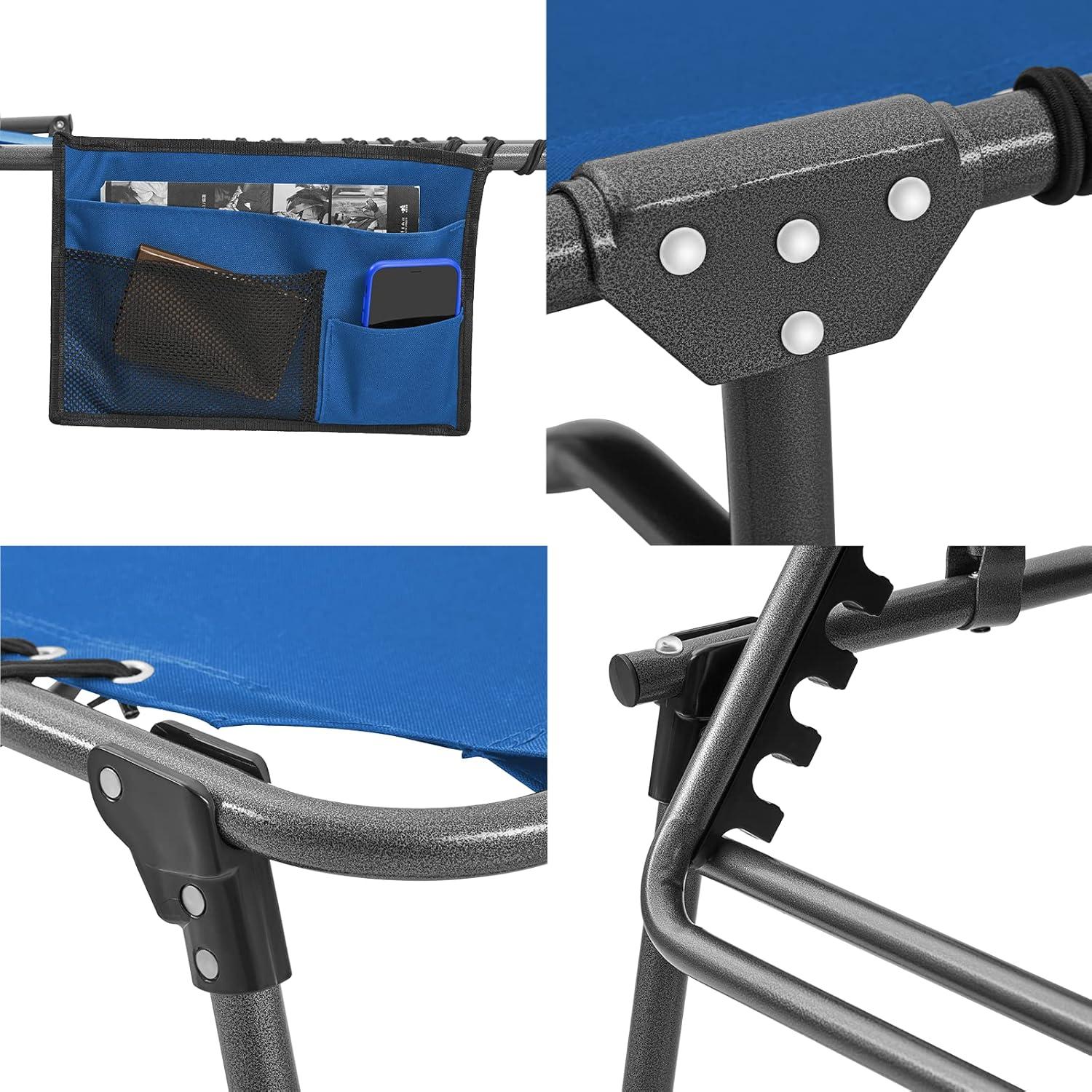 Silla de Camping Reclinable KingCamp Azul 190x59 cm Plegable