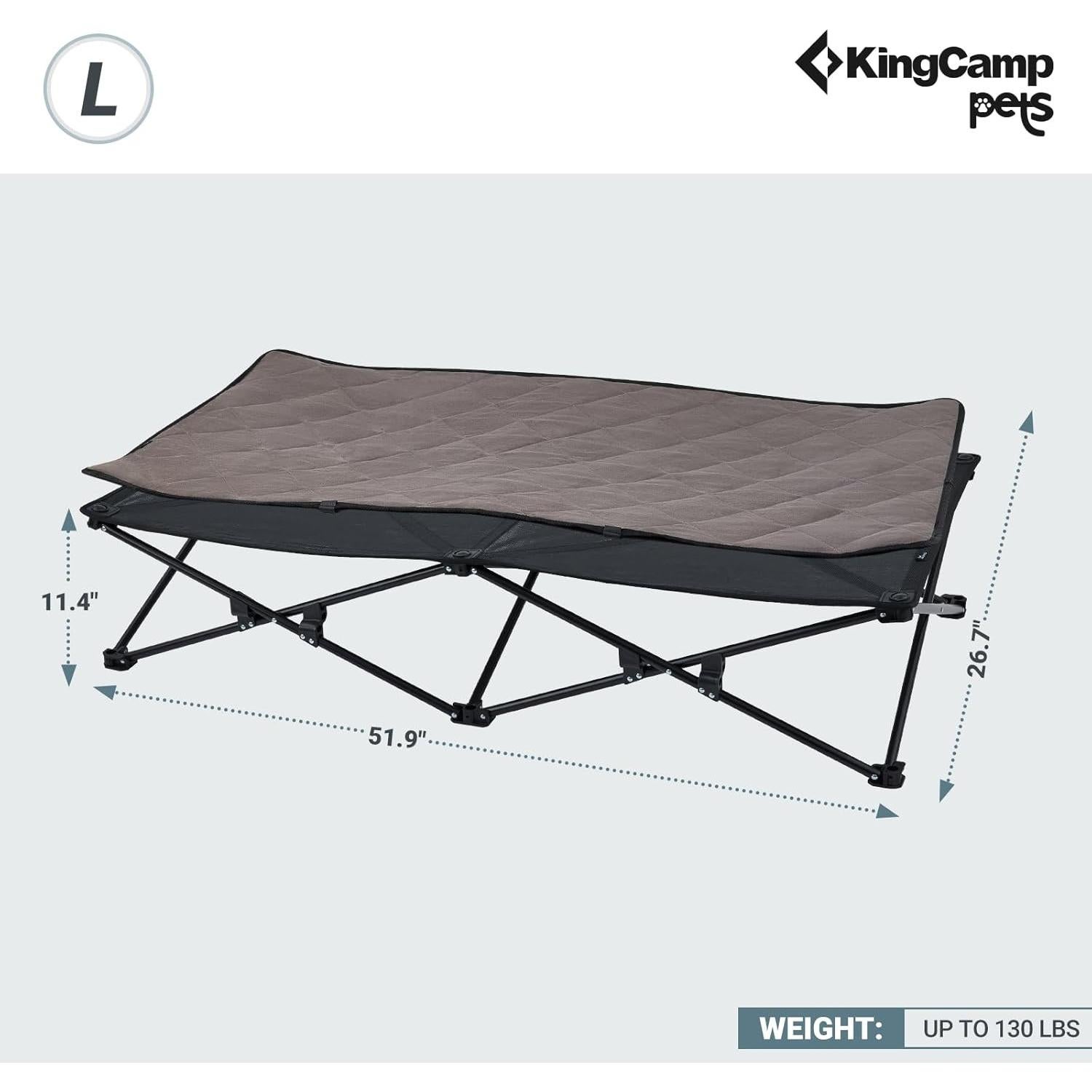 Cama Elevada para Perros KingCamp 132x68cm Plegable y Portátil