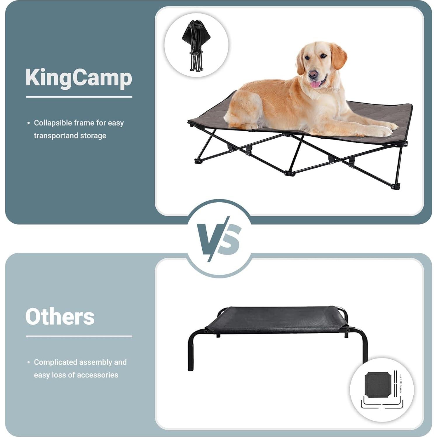 Cama Elevada para Perros KingCamp 132x68cm Plegable y Portátil