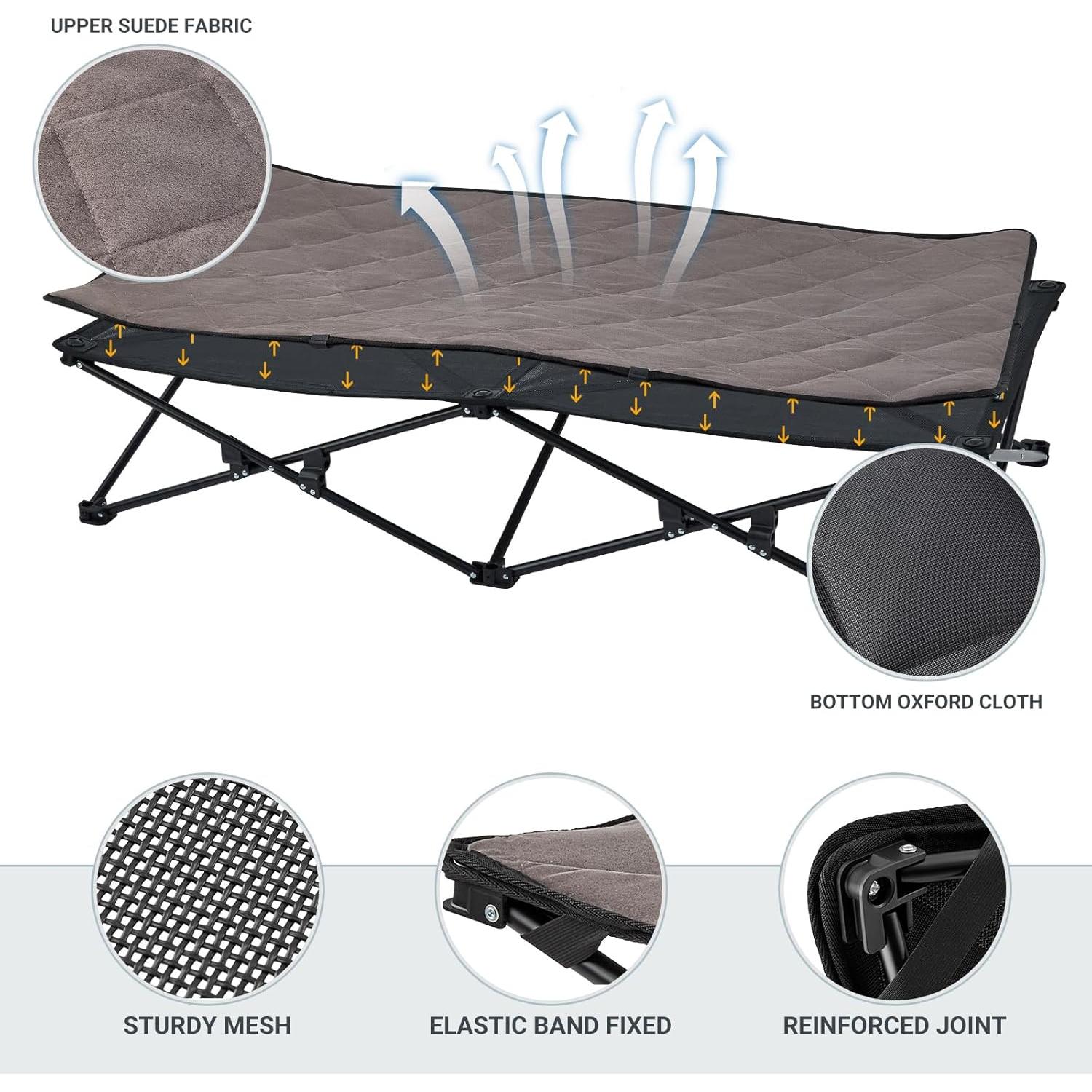 Cama Elevada para Perros KingCamp 132x68cm Plegable y Portátil