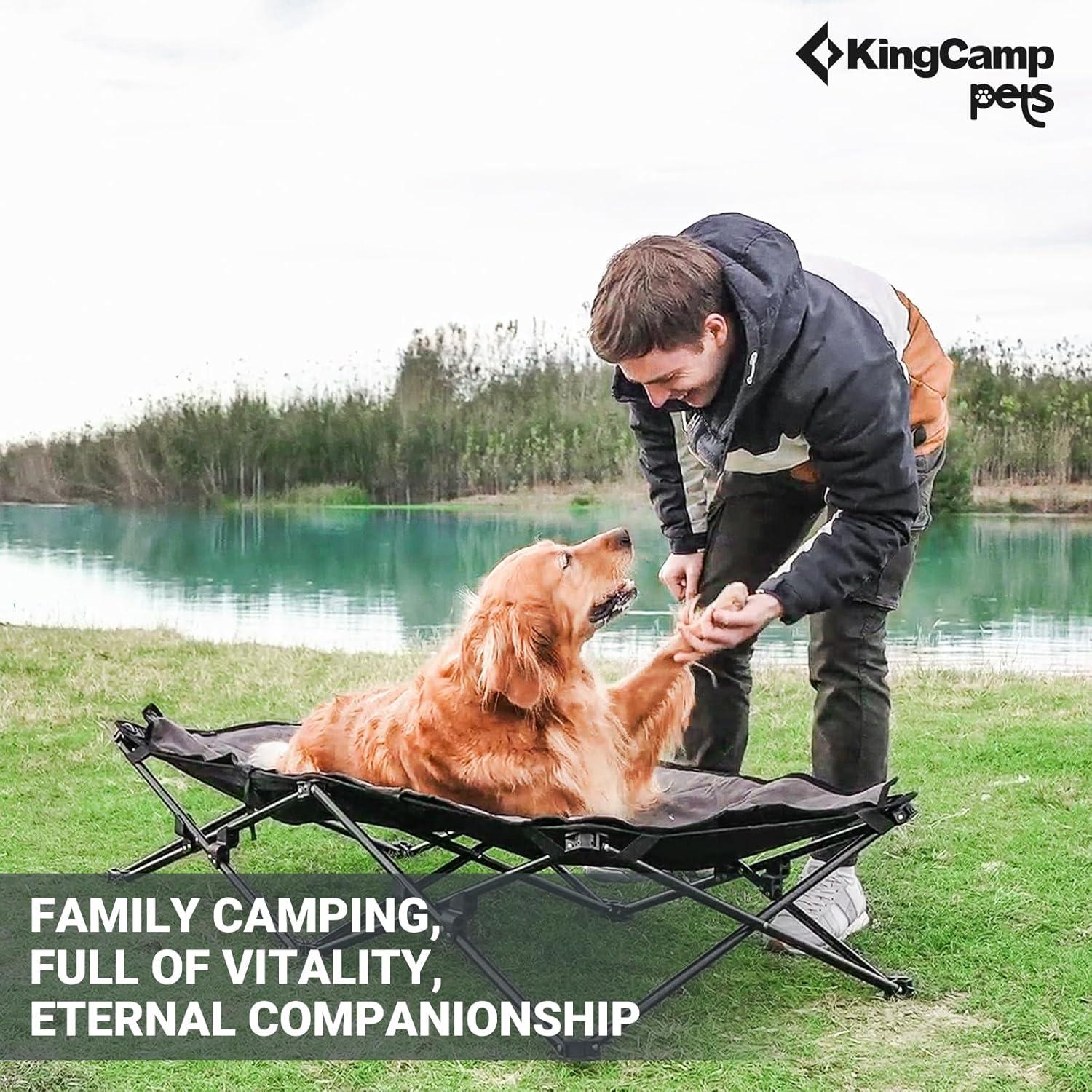 Cama Elevada para Perros KingCamp 132x68cm Plegable y Portátil