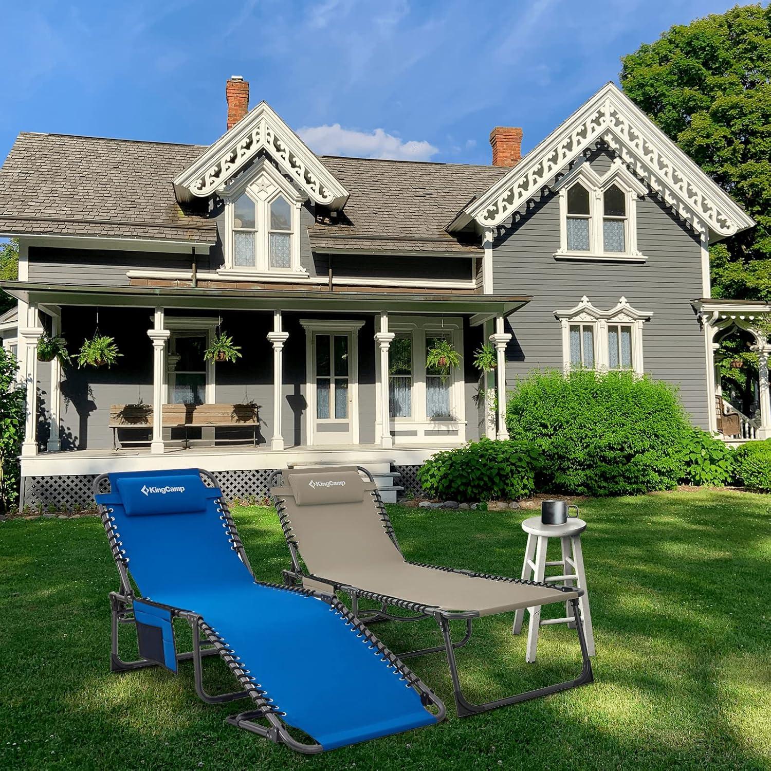 Silla Lounge Plegable KingCamp Azul Cobalto 4 Posiciones