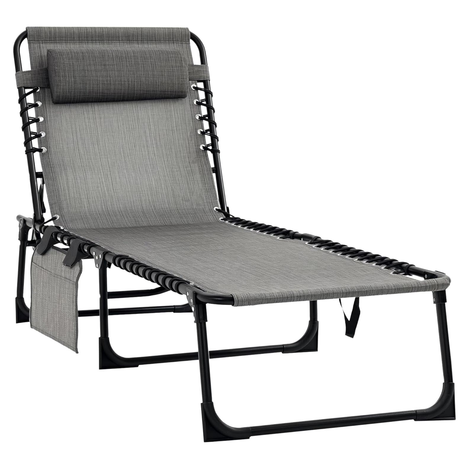 Silla Reclinable de Jardín Outsunny 5 Posiciones Plegable Gris