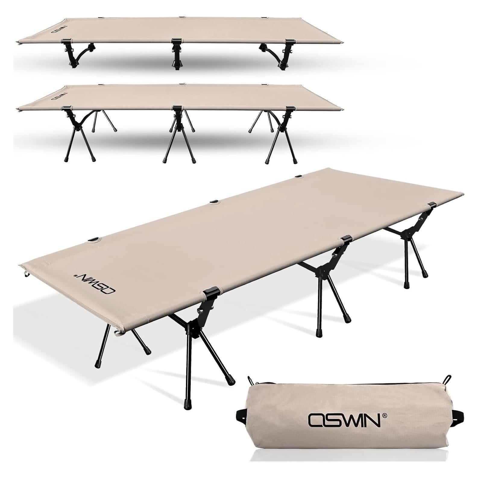 Cama de Camping OSWIN Plegable Ultraligera 150 kg Caqui