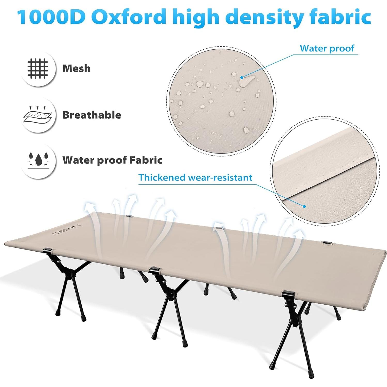 Cama de Camping OSWIN Plegable Ultraligera 150 kg Caqui
