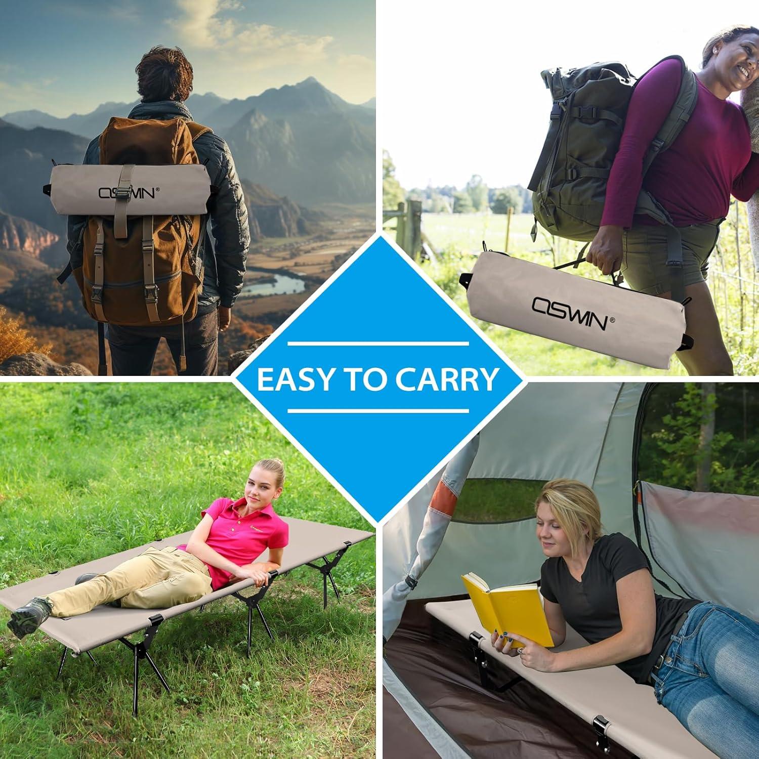 Cama de Camping OSWIN Plegable Ultraligera 150 kg Caqui
