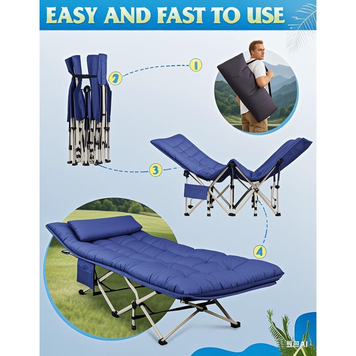 Cama de Camping Plegable WLIVE 1200D Azul 185.7x68.9cm