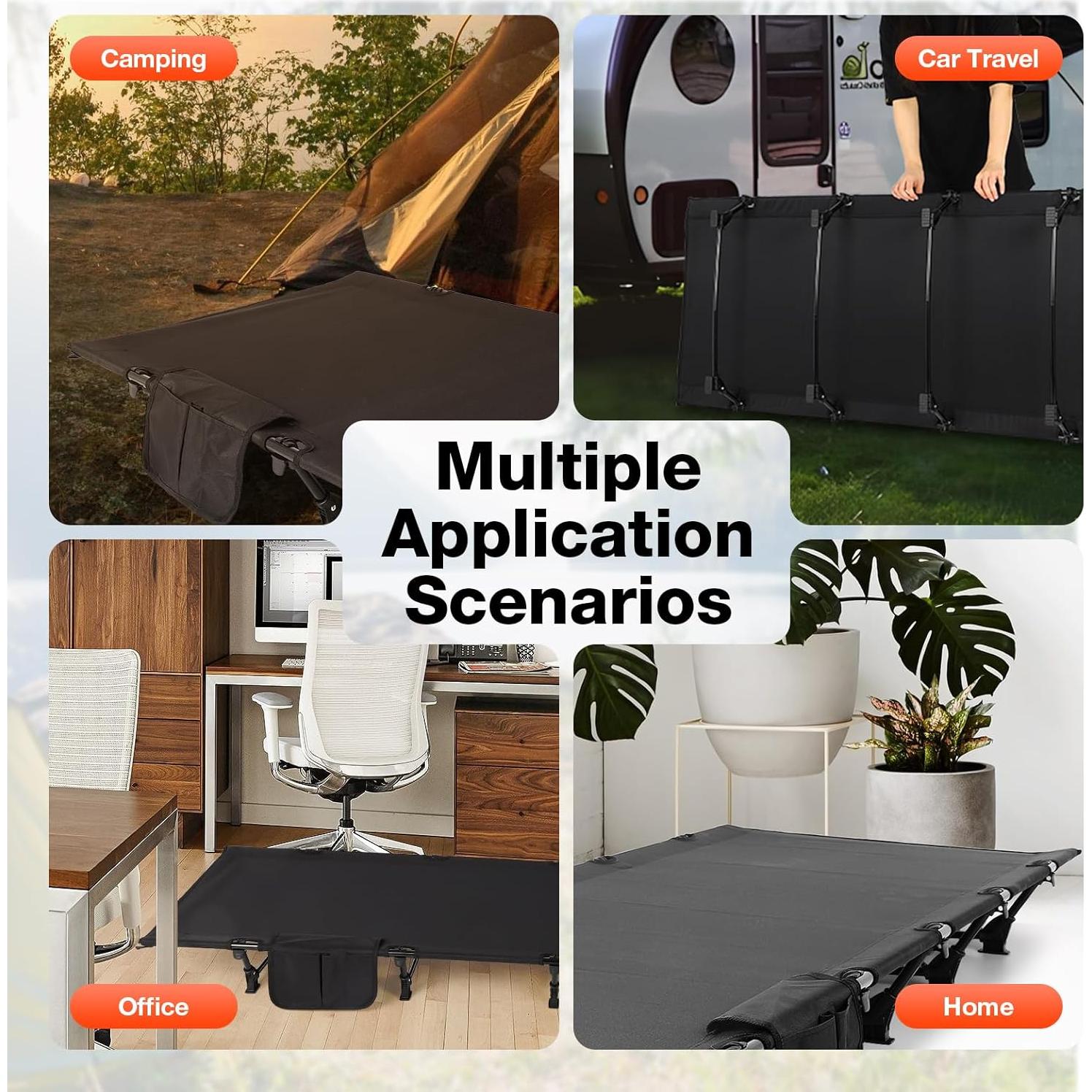 Cama de Camping Plegable FAHKNS Ultraligera 2.2 kg Negra