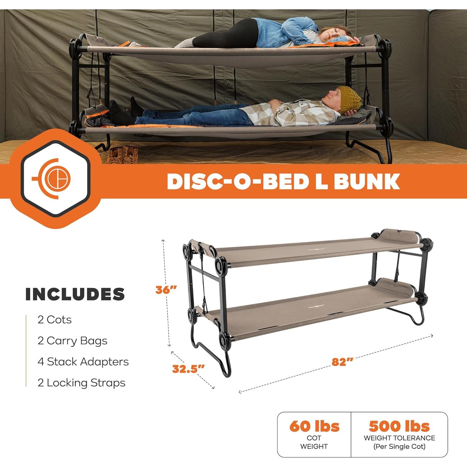 Camas de Camping Plegables Disc-O-Bed 208x82.5cm 227kg