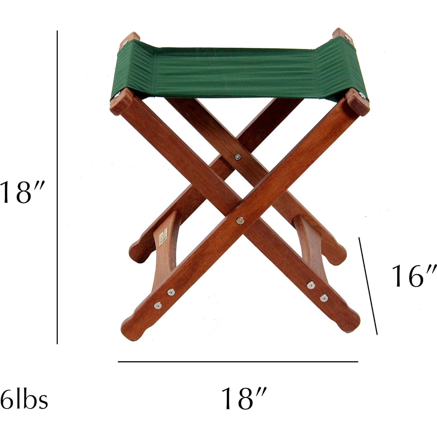 BYER OF MAINE, Pangean, Folding Stool, Green, Hardwood, Easy to Fold and Carry, Wood Folding Stool, Canvas Camp Stool, Perfect for Camping, Matches All Furniture in The Pangean Line
