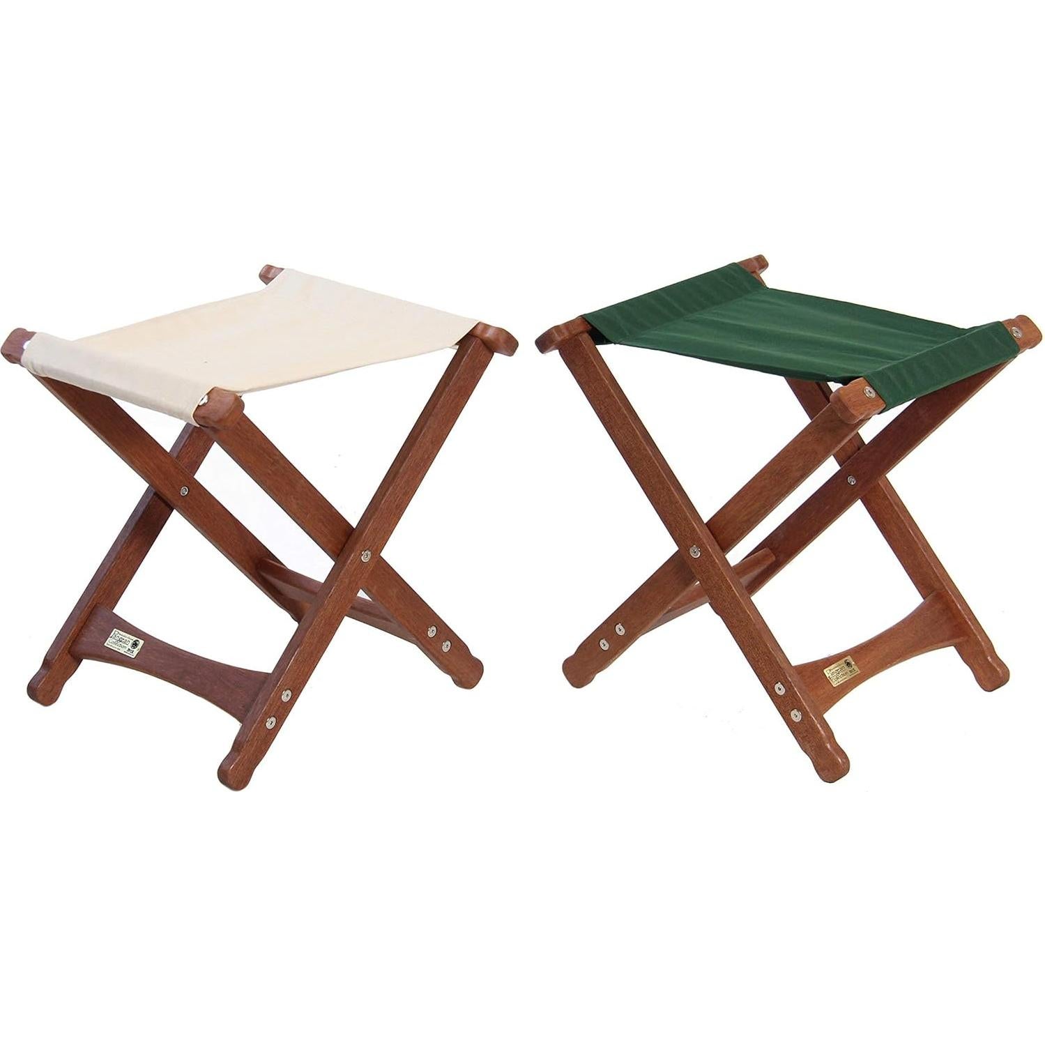 BYER OF MAINE, Pangean, Folding Stool, Green, Hardwood, Easy to Fold and Carry, Wood Folding Stool, Canvas Camp Stool, Perfect for Camping, Matches All Furniture in The Pangean Line