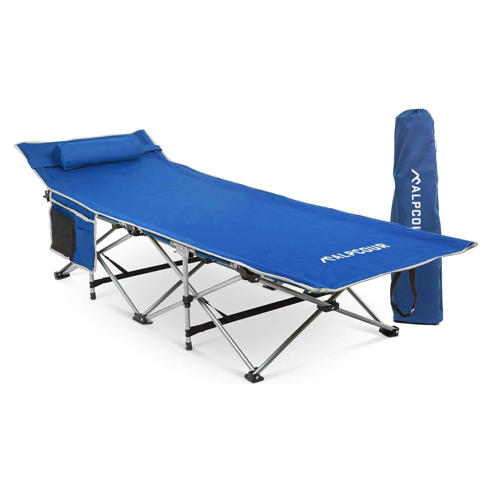 Cama de Camping Plegable Alpcour Individual Azul 136 Kg