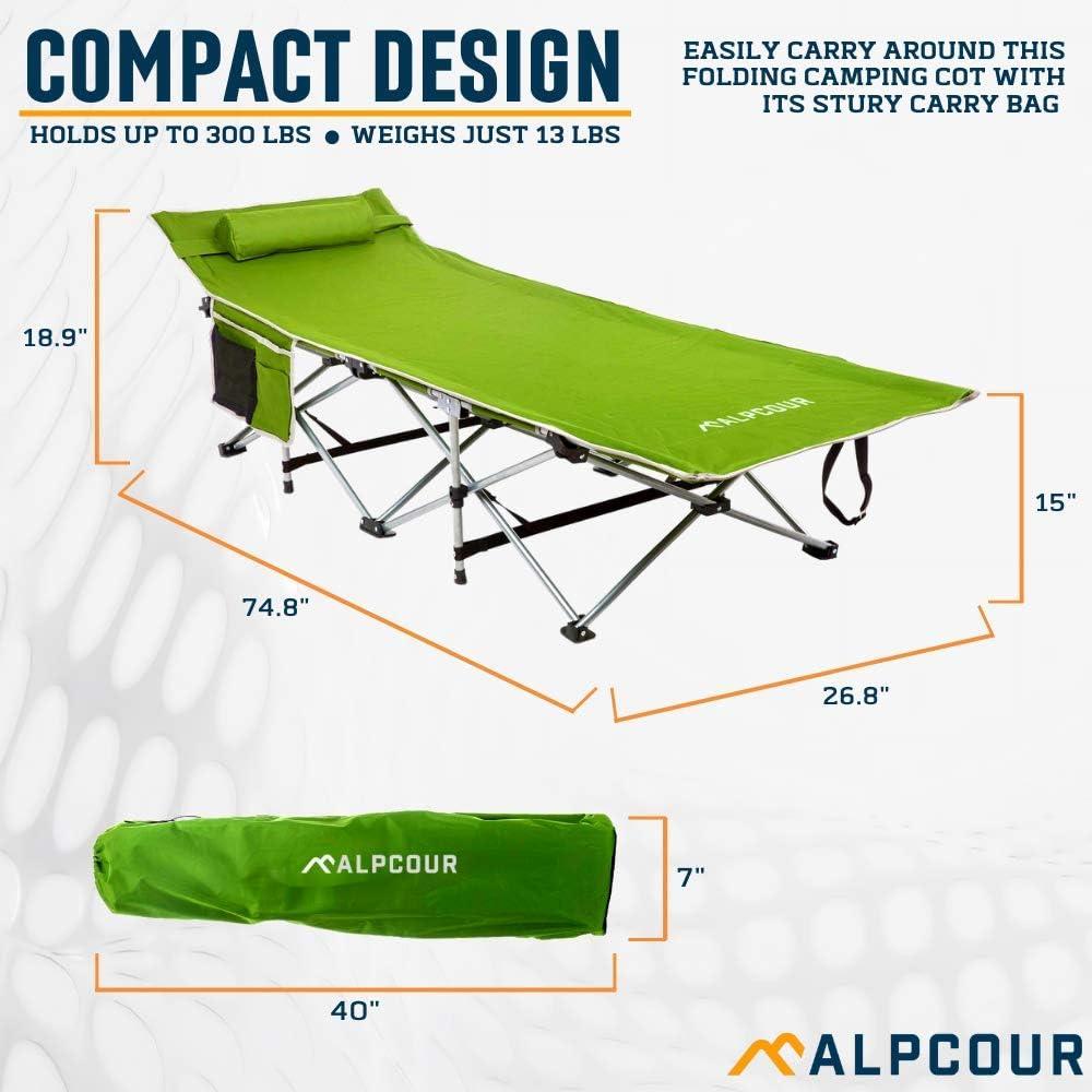 Cama de Camping Plegable Alpcour Individual Azul 136 Kg
