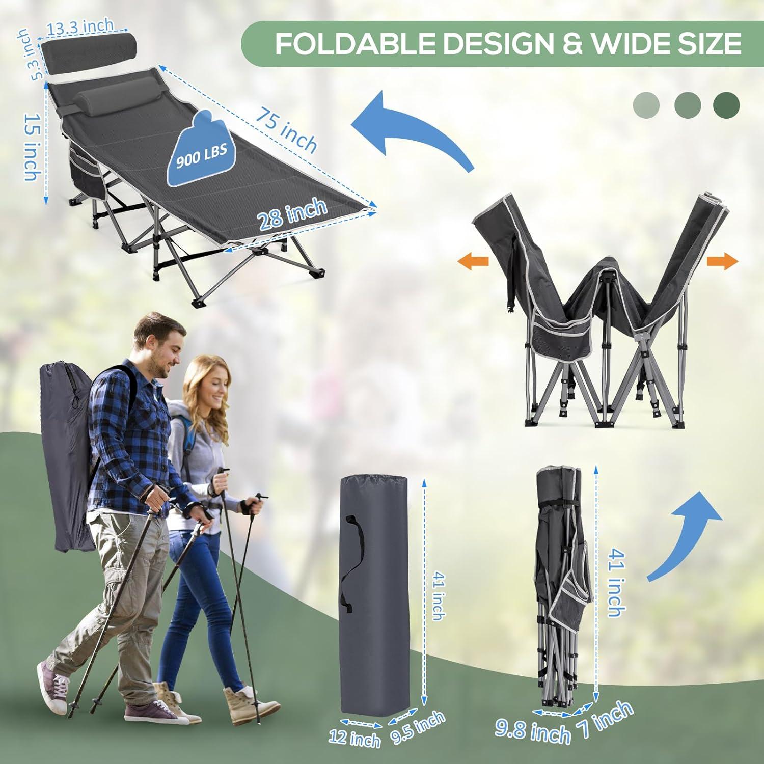 Cama Plegable LOENIY con Colchón Grueso y Almohada - 408 kg