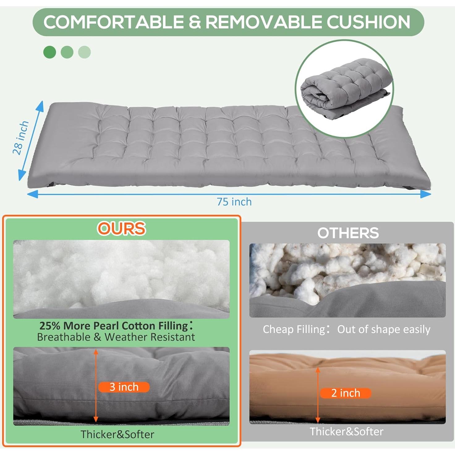 Cama Plegable LOENIY con Colchón Grueso y Almohada - 408 kg