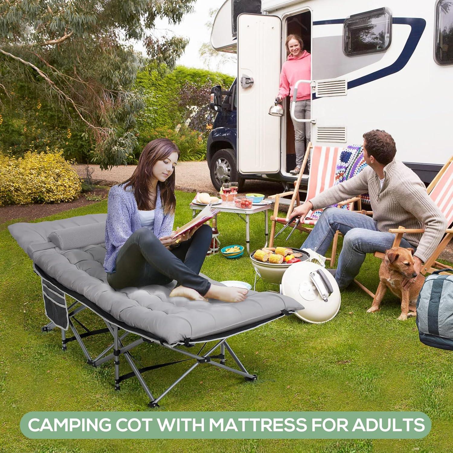 Cama Plegable LOENIY con Colchón Grueso y Almohada - 408 kg