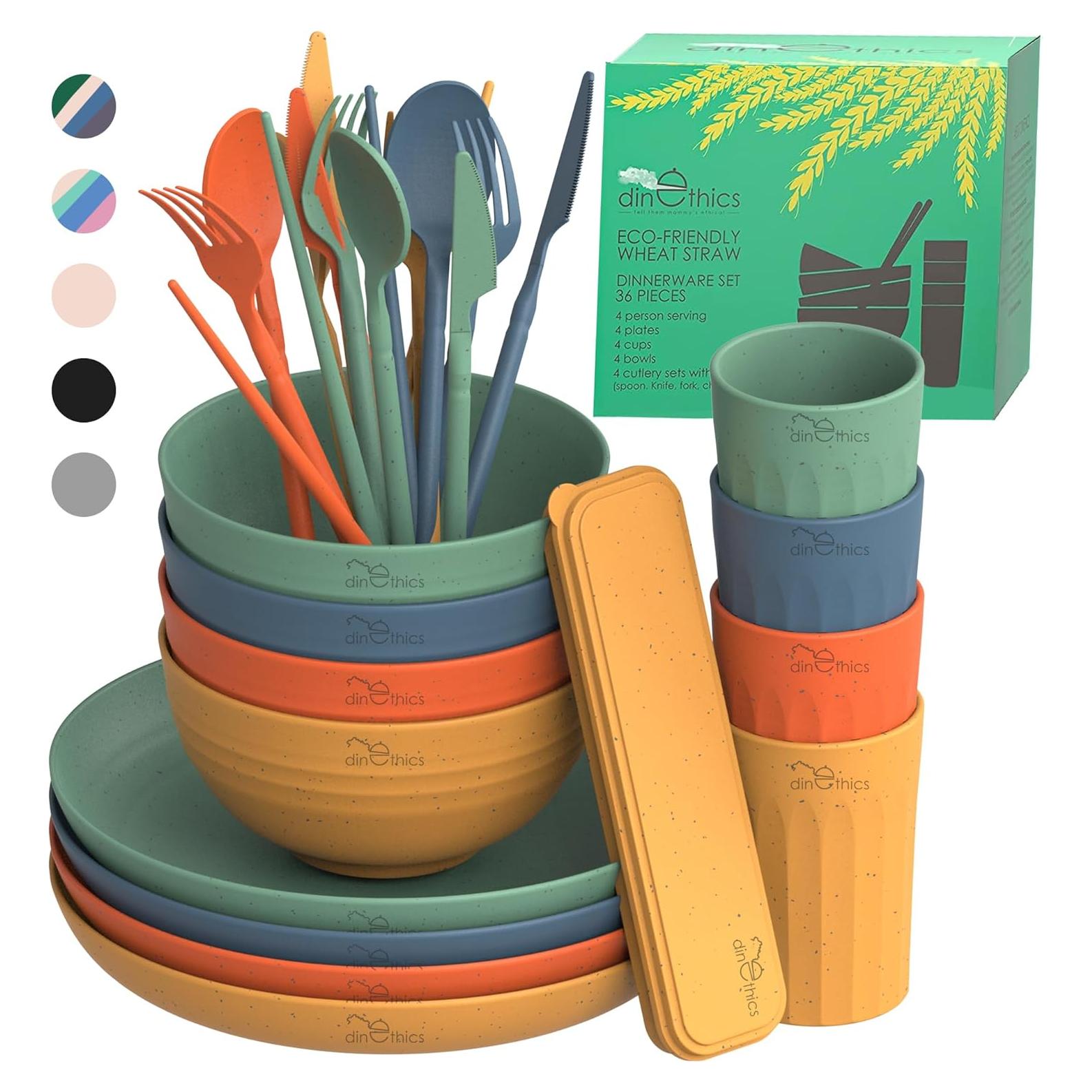 Juego de Vajilla de Paja de Trigo DINETHICS para 4 Personas