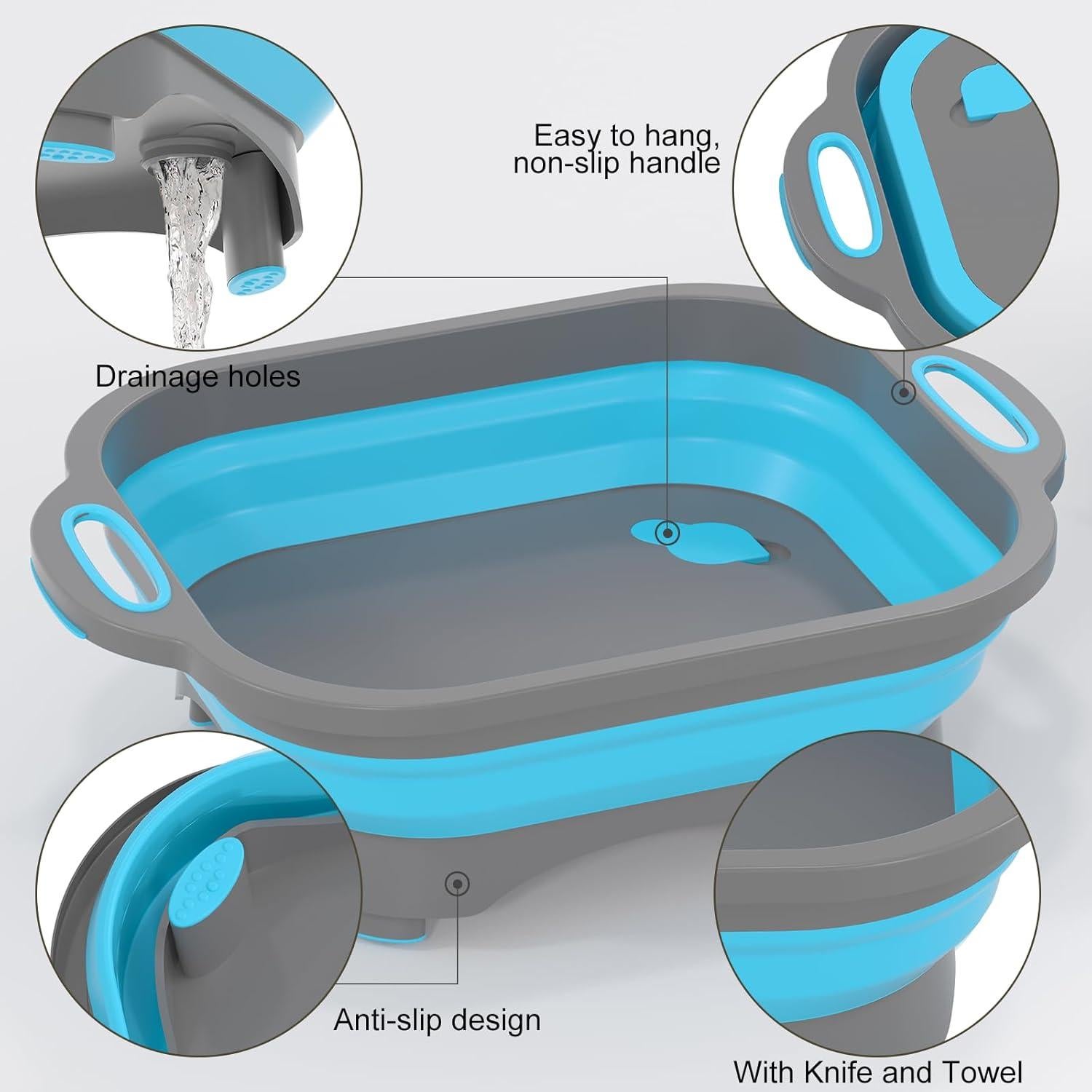 Tabla de Cortar Plegable HI NINGER con Fregadero y Cuchillo