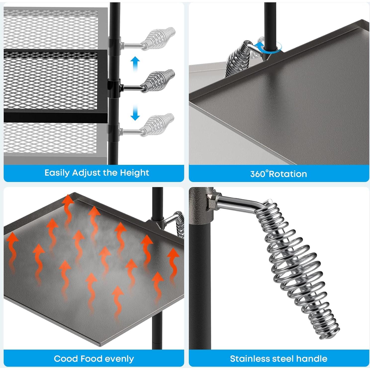 Parrilla Giratoria Ajustable Stanbroil - Acero para BBQ al Aire Libre