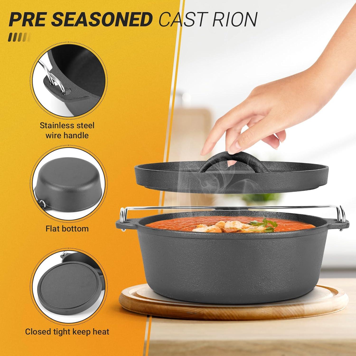 Olla de Hierro Fundido Pre-sazonada Northriver 1.5QT con Tapa