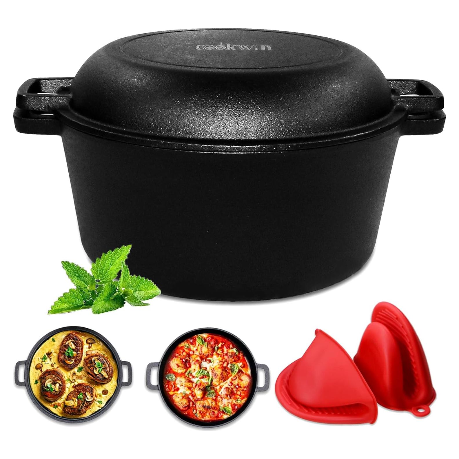 Olla y Sartén de Hierro Fundido 2-en-1 COOKWIN 5.5QT