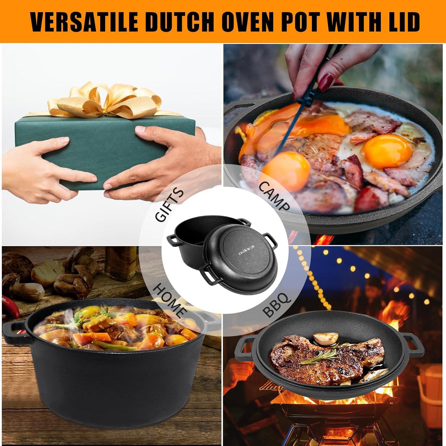 Olla y Sartén de Hierro Fundido 2-en-1 COOKWIN 5.5QT