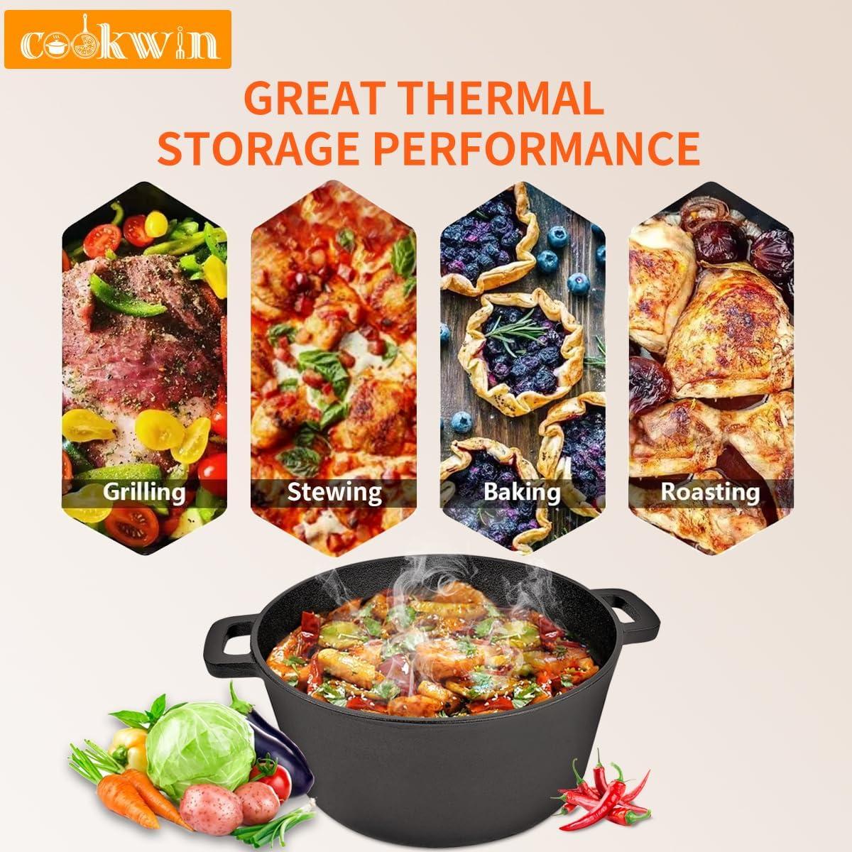 Olla y Sartén de Hierro Fundido 2-en-1 COOKWIN 5.5QT