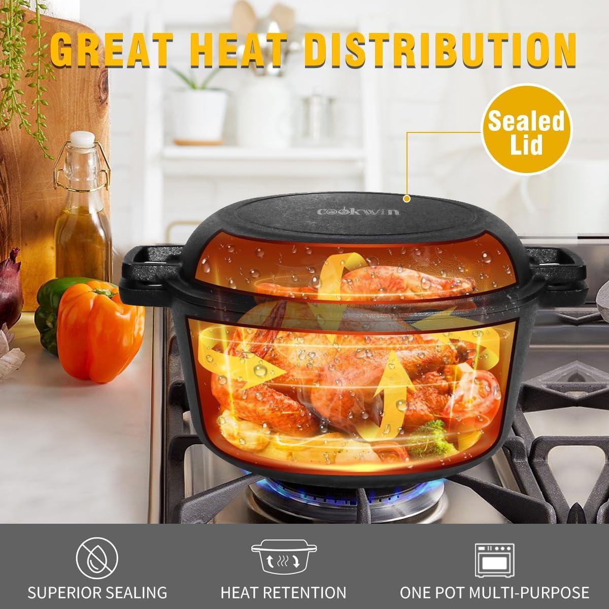 Olla y Sartén de Hierro Fundido 2-en-1 COOKWIN 5.5QT