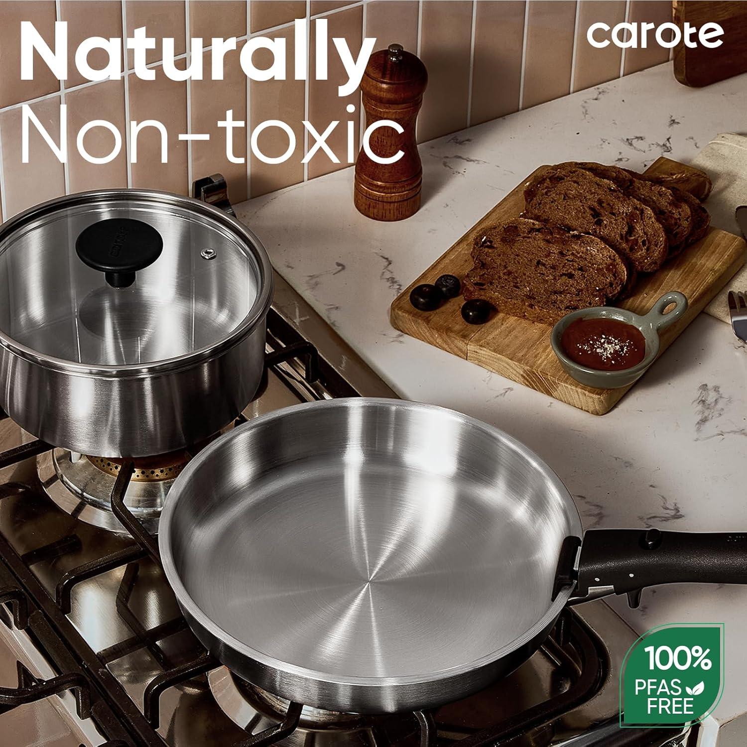 Juego de Ollas y Sartenes CAROTE 9 Piezas Acero Inoxidable