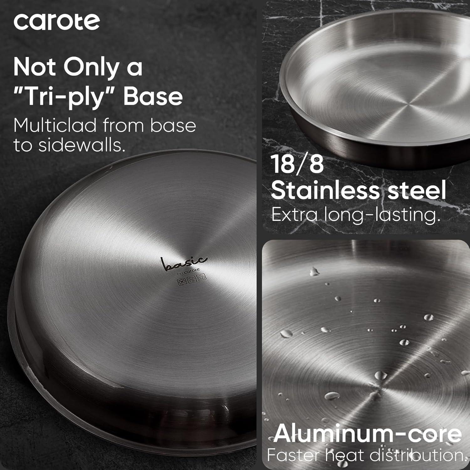 Juego de Ollas y Sartenes CAROTE 9 Piezas Acero Inoxidable