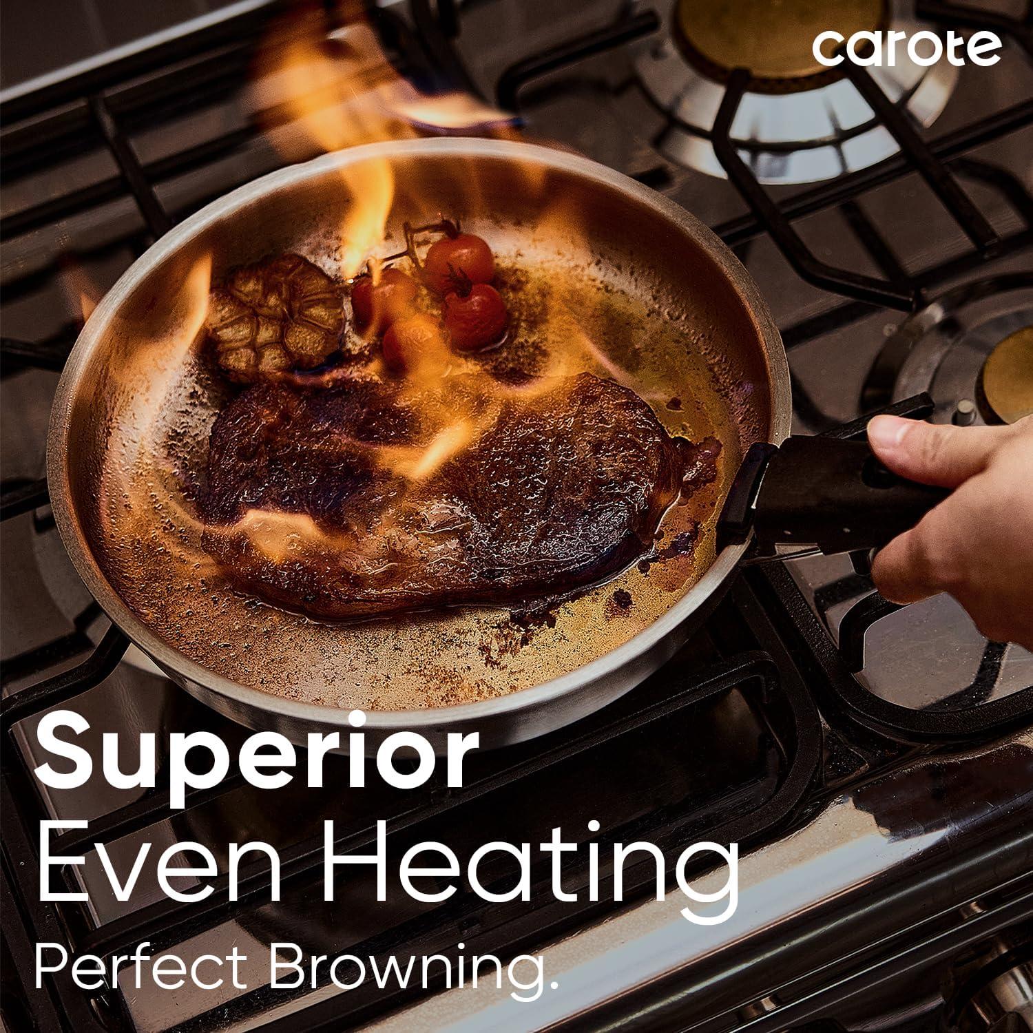 Juego de Ollas y Sartenes CAROTE 9 Piezas Acero Inoxidable